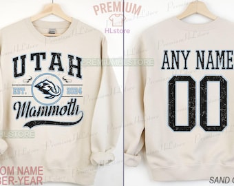 Personlig Utah Mammoth-tröja, Utah Mammoth-tröja med rund hals, Utah Hockey-tröja, Anpassad hockeytröja, Hockeynummertröja