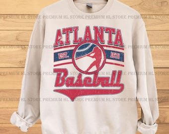 Atlanta Baseball png | Vintage Atlanta baseball PNG| Baseball Fan PNG | Atlanta baseball DTF |  baseball design