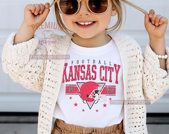 Maillot de football pour tout-petits style vintage Kansas City, t-shirt de football pour tout-petits de Kansas City, t-shirt de football pour bébé de Kansas City, t-shirt graphique pour enfants