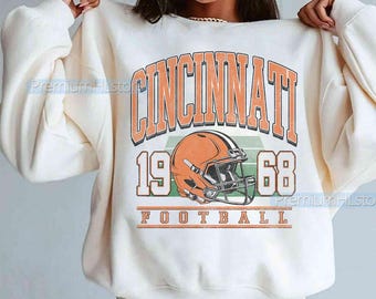 Sudadera vintage de Cincinnati Football, camiseta de Cincinnati Football, camiseta de aficionado al fútbol, camiseta de Cincinnati, cuello redondo vintage de Game Day
