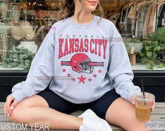 Kansas City Football Sweatshirt crewneck tshirt | Trendy Kansas City Football Fan Tee | Vintage Football Youth Tee |  Football Fan Shirt