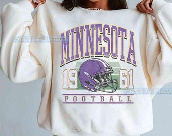 Felpa vintage da football del Minnesota, maglia da football del Minnesota, maglietta da tifoso di football, maglietta del Minnesota, girocollo vintage da giorno della partita