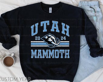 Utah Hockey-Sweatshirt | Utah Mammut Sweatshirt | Utah Hockey Jugend-T-Shirt |Utah Mammoth Sweatshirt Rundhalsausschnitt