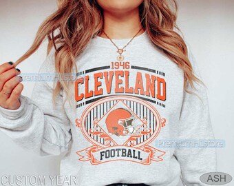 Cleveland Football Sweatshirt Crewneck tshirt, Cleveland football Tee, Football Fan shirt, Cleveland football gifts, Game Day Crewneck