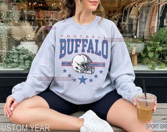 Buffalo Football Sweatshirt crewneck tshirt | Trendy Buffalo Football Fan Tee | Vintage Football Youth Tee |  Football Fan Shirt