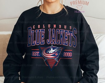 Blauw hockeysweater met jassen | Columbus blauwe jassen met ronde hals | Columbus Hockey-babyshirt voor peuters |Columbus Blue Jackets-hoody