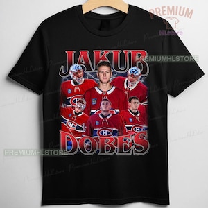 Jakub Dobes tröja, Jakub Dobes Tee, Komfortfärger Jakub Dobes Tee, Bootleg Rap Hockey Tee, Canadiens Hockey Shirt