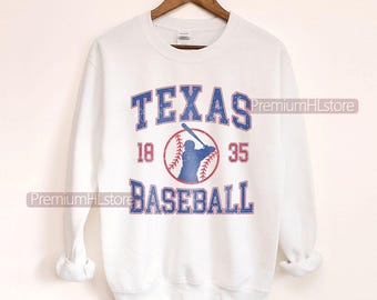 Texas Baseball Sweatshirt Rundhalsausschnitt, Texas Baseball T-Shirt, Vintage Baseball Rundhalsausschnitt, Texas Baseball T-Shirt, Benutzerdefinierte Baseball T-Shirt