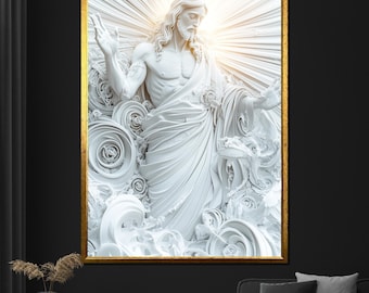 Jesus Christ Canvas Painting Divine Resurrection Christian Wall Art Spiritual Home Decor Faith Canvas Painting Gift