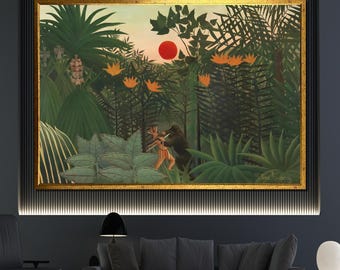 魅惑的なアンリ・ルソーの「蛇使い」キャンバス絵画ギフト