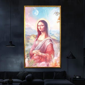 Mona Lisa Fantasy Style Canvas Painting Leonardo da Vinci Wall Art Dreamy Home Decor Elegant Canvas Gift for Living Room Bedroom