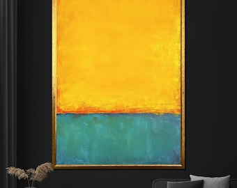 Mark Rothko Canvas Painting - Yellow and Teal Abstract Art, Modern Wall Decor, Mid-Century Gift, Large Canvas Artwork