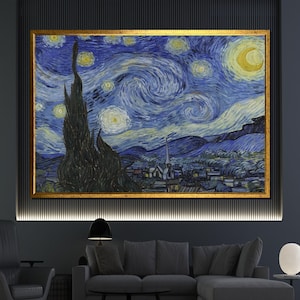Vincent van Gogh The Starry Night Canvas Painting - Post-Impressionist Art Print - Classic Wall Decor - Famous Artist Gift