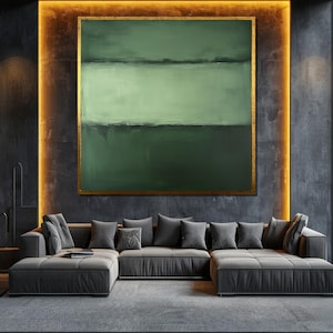 Mark Rothko Canvas Painting - Green Tones Abstract Art, Modern Wall Decor, Mid-Century Gift, Large Canvas Artwork