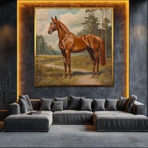 Elegant Horse Canvas Painting Rustic Wall Art for Living Room Decor Large Equestrian Artwork Perfect Gift for Horse Lovers