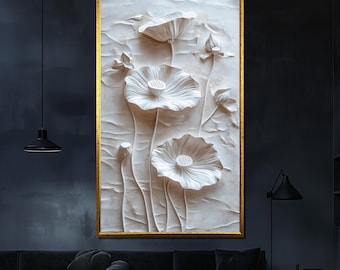 White Flower Canvas Painting Luxury Wall Art for Living Room Modern Minimalist Home Decor Gift