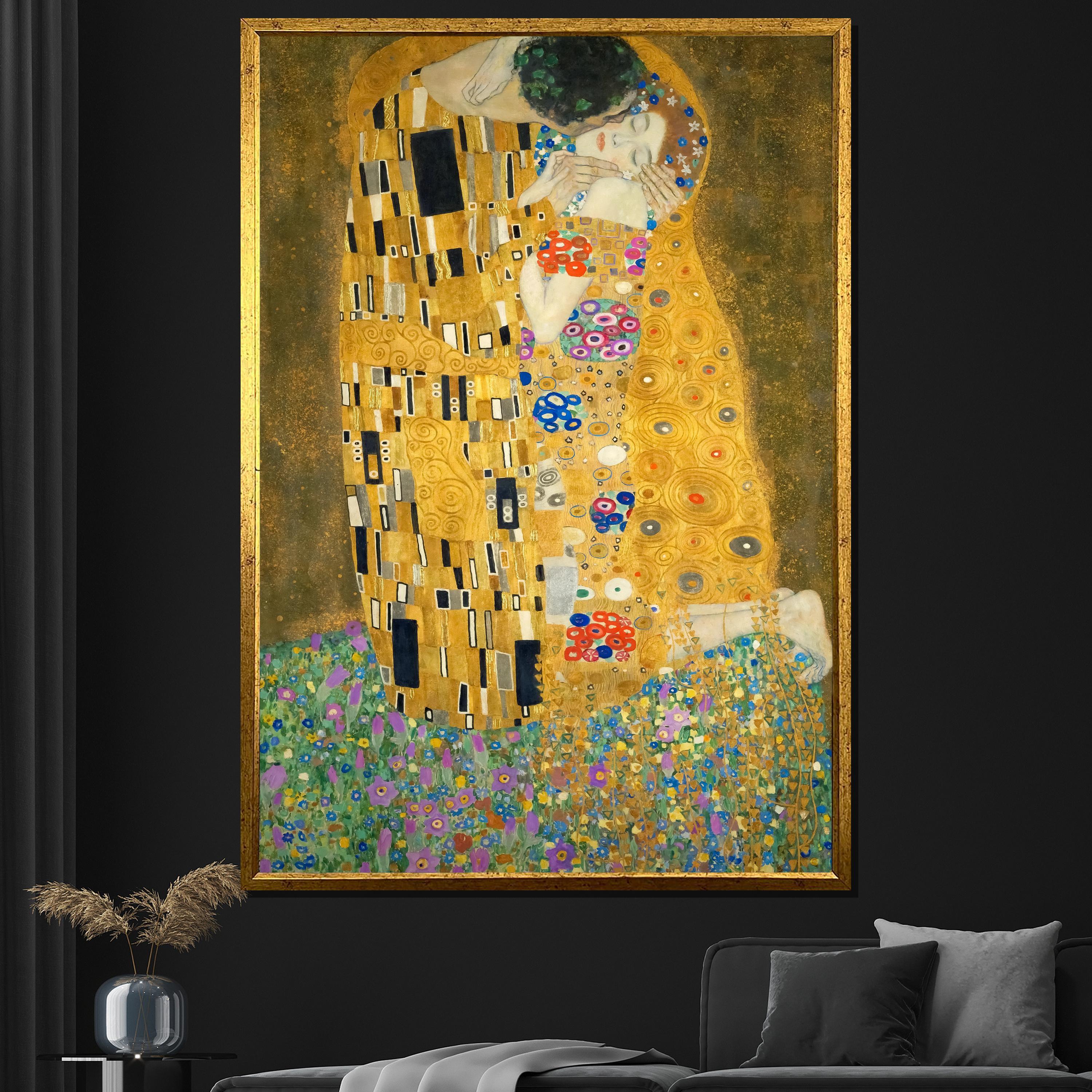 Gustav Klimt the Kiss Canvas Painting, Romantic Gold Art, Symbolist ...