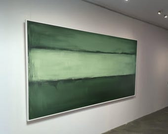 Lienzo abstracto de Mark Rothko, arte mural minimalista verde, pintura expresionista moderna, lienzo relajante para decoración del hogar, listo para colgar.