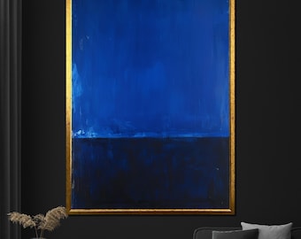 青と黒の油彩画　抽象表現主義 マーク・ロスコのキャンバスウォールアート – 抽象表現主義の青と黒の