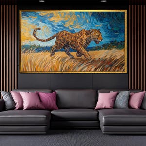 Leopard Canvas Painting Vibrant Wildlife Art Bold Nature-Inspired Wall Decor Gift for Animal and Art Lovers