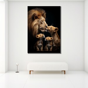Lion Family Canvas Painting Heartwarming Wildlife Wall Art Majestic Animal Decor Unique Gift for Nature Lovers image 6