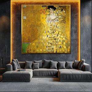 Retrato de Adele Bloch-Bauer de Gustav Klimt, cuadro sobre lienzo, impresión artística dorada, elegante decoración de pared, regalo clásico