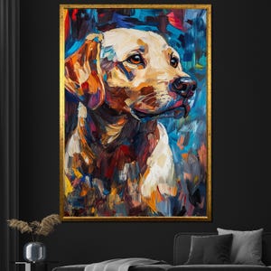 Labrador Canvas Painting Colorful Dog Portrait Wall Art Vibrant Animal Decor Unique Gift Idea