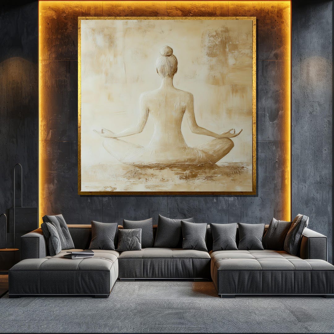 Minimalist Yoga Pose Canvas Painting Neutral Tone Zen Wall Art for ...