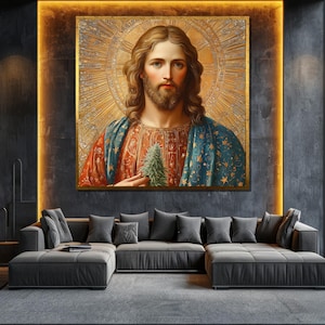 Jesus Christ Icon Canvas Painting, Religious Wall Art, Christian Home Decor, Sacred Artwork, Faith-Inspired Gift