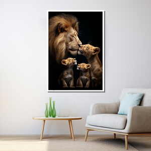 Lion Family Canvas Painting Heartwarming Wildlife Wall Art Majestic Animal Decor Unique Gift for Nature Lovers image 5