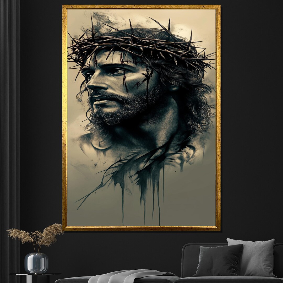 Jesus Christ Crown of Thorns Canvas Painting Christian Wall Art ...