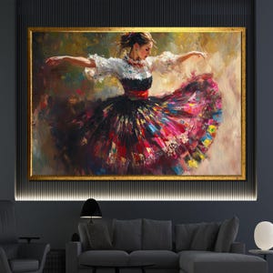 Vibrant Flamenco Dancer Canvas Painting - Spanish Dance Wall Art, Colorful Home Decor, Perfect Gift for Art Lovers