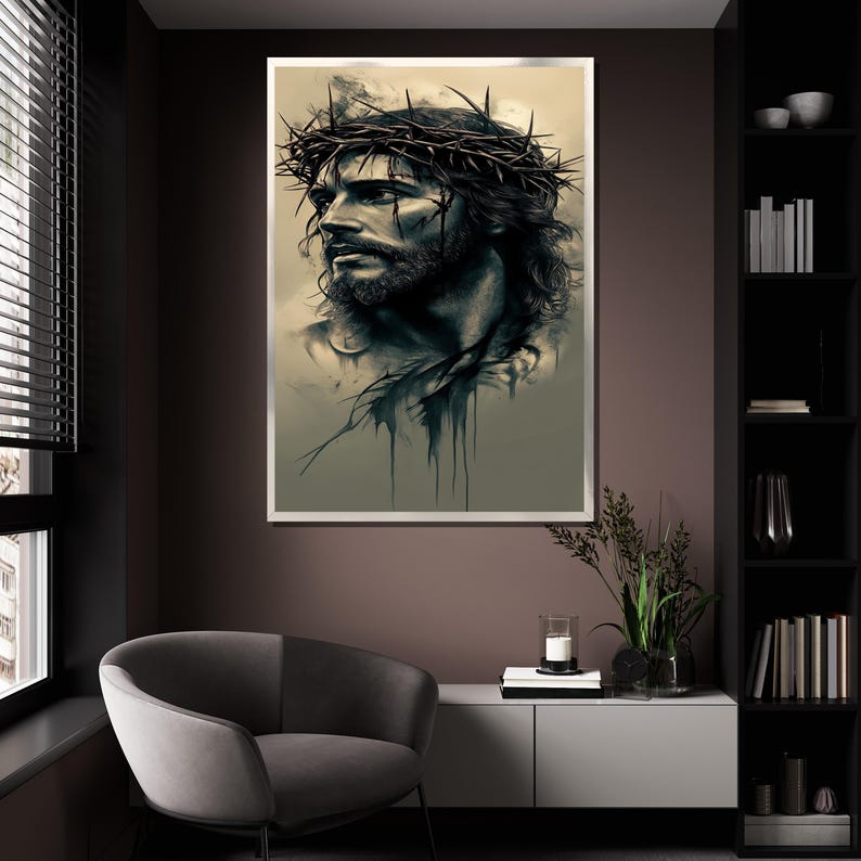 Jesus Christ Crown of Thorns Canvas Painting Christian Wall Art ...