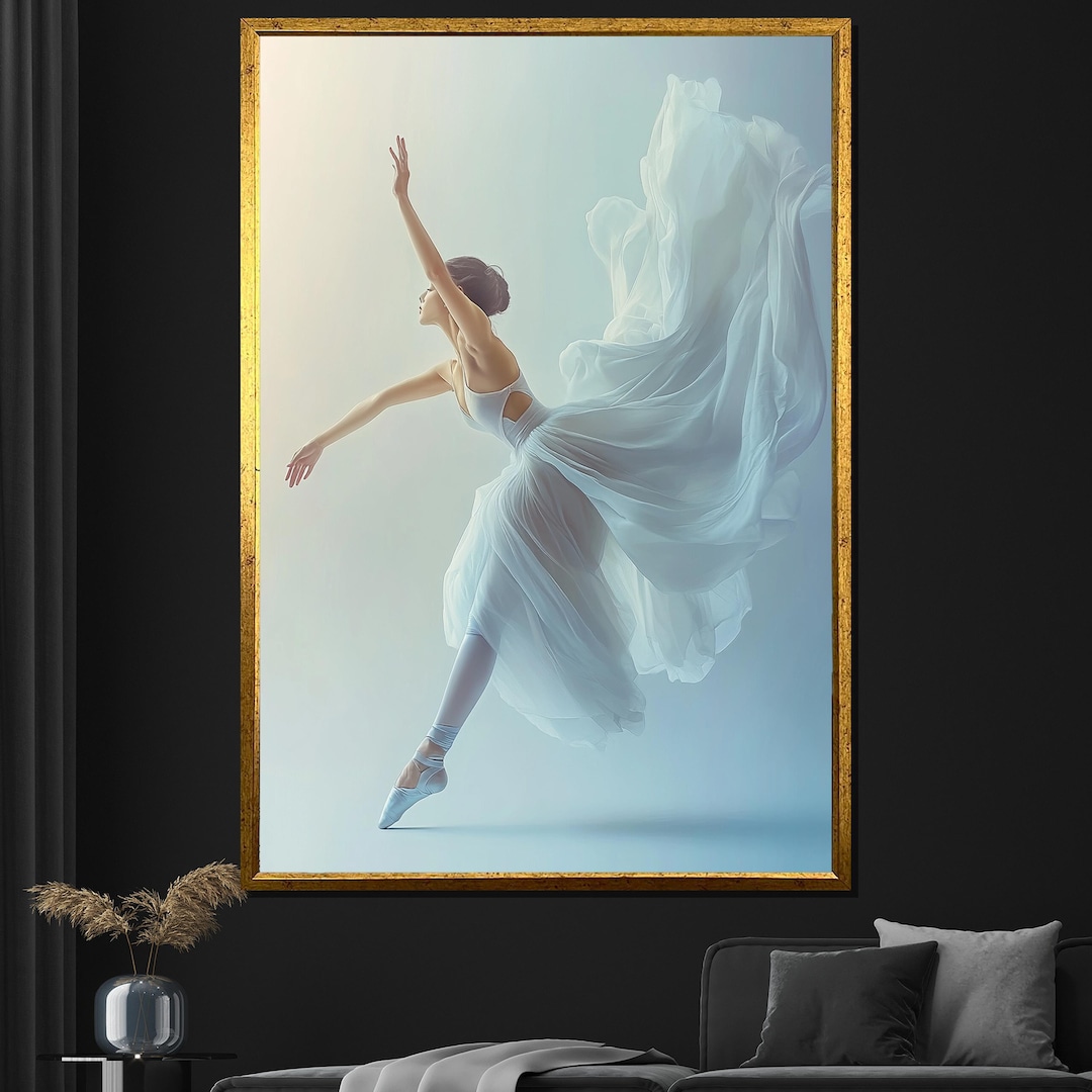 Elegant Ballerina in Motion Canvas Painting - Graceful Ballet Wall Art ...