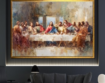 The Last Supper 3D Print: Leonardo Da Vinci Textured Oil Painting