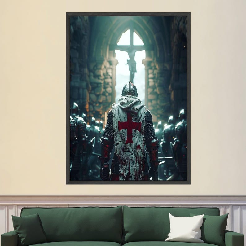 Medieval Knight Templar Canvas, Crusader Armor Wall Art, Historic ...