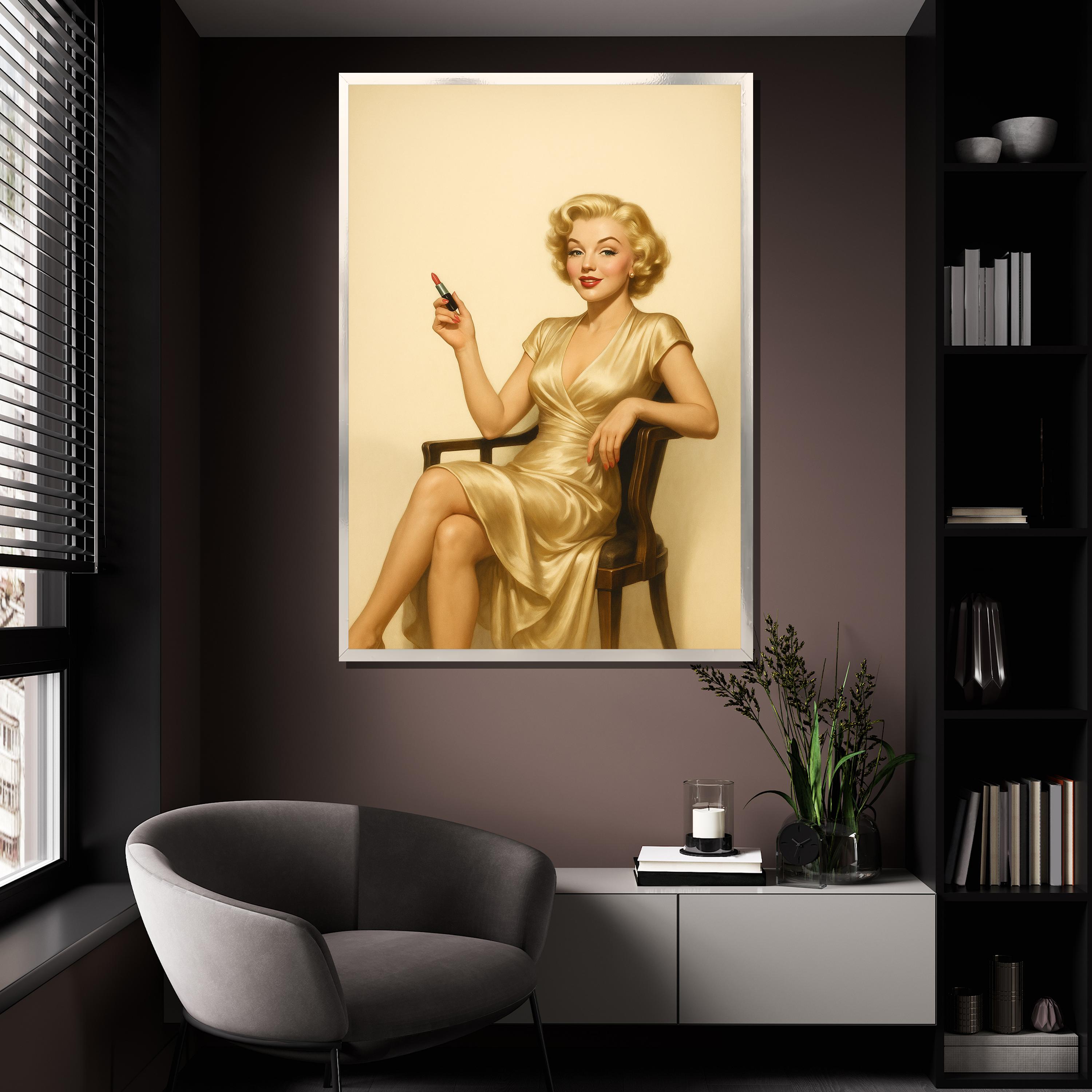 Marilyn Monroe Glamour Canvas Painting Vintage Hollywood Icon Wall Art ...