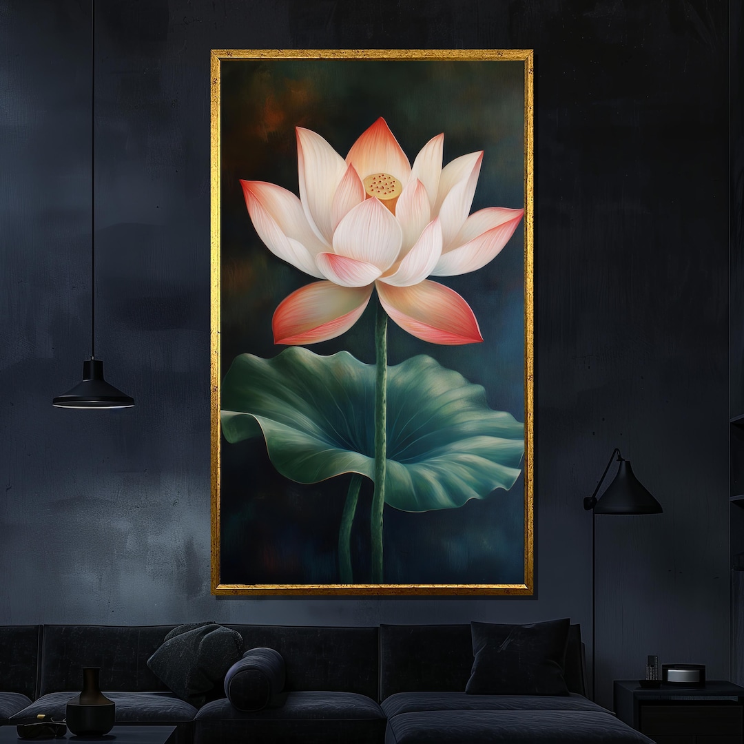 Lotus Flower Canvas Painting Elegant Floral Wall Art Nature-inspired ...