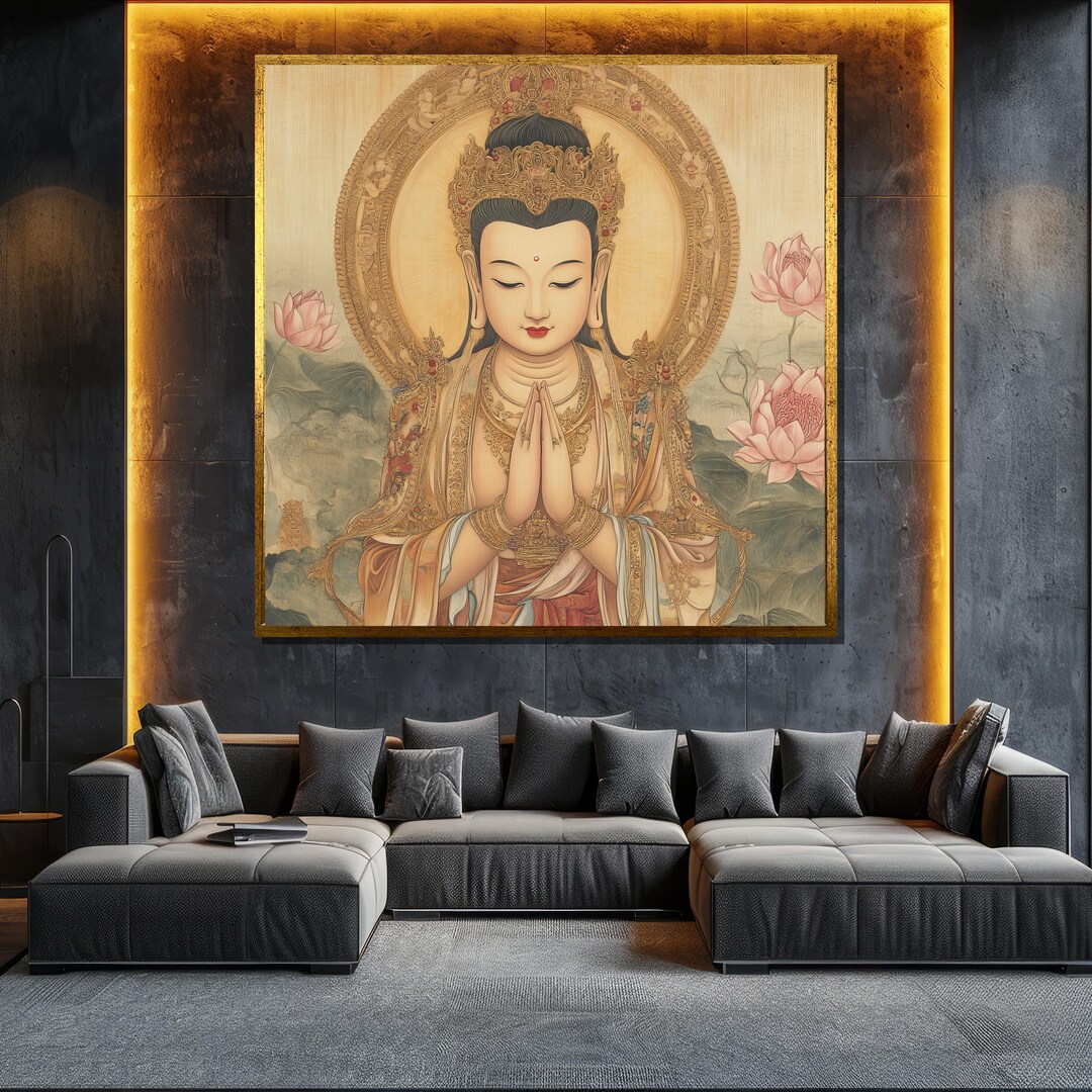 Traditional Buddha Canvas Painting Elegant Spiritual Wall Art With ...
