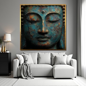 Buddha face art canvas painting wall decor spiritual artwork Asian zen meditation statue style Buddhist home gift