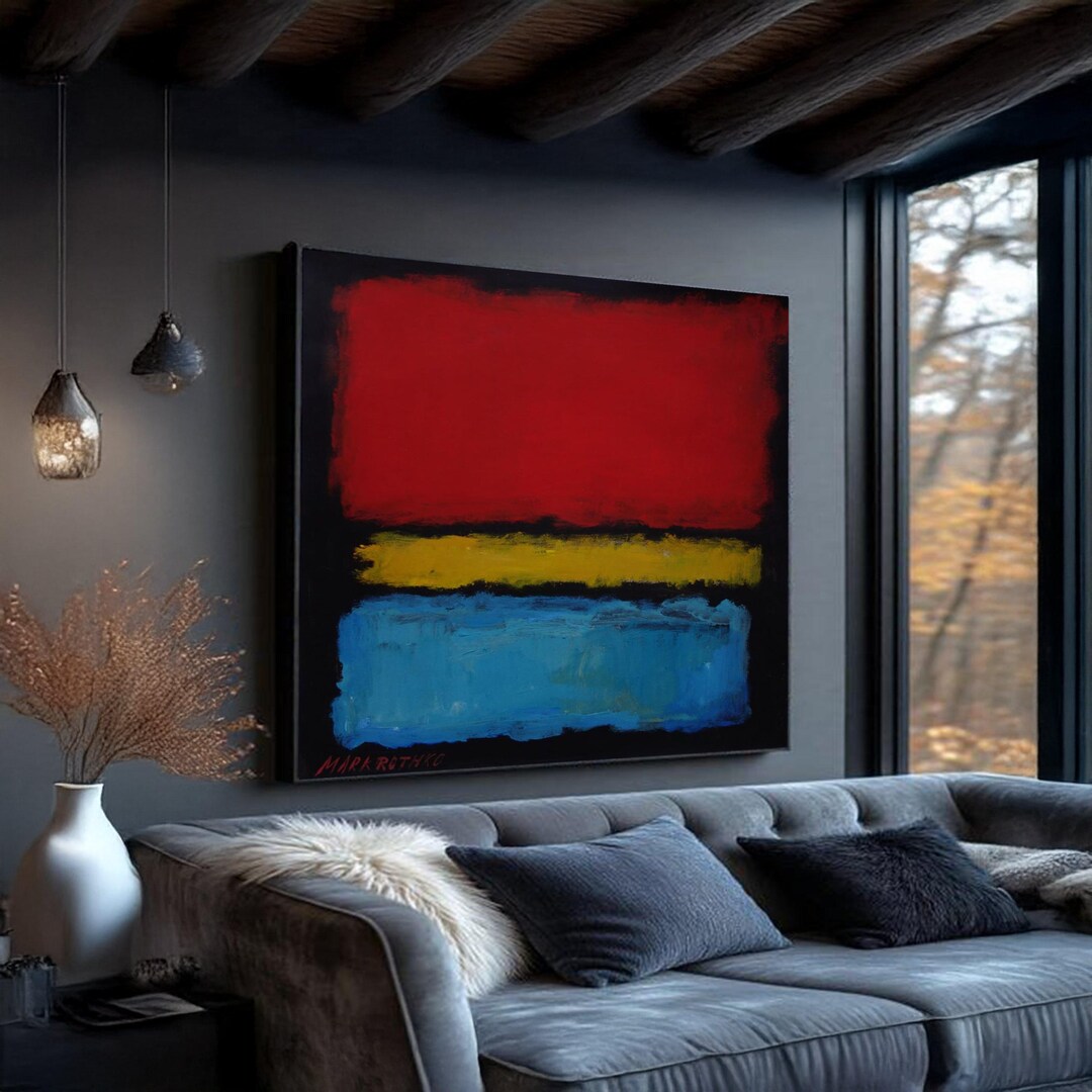 Abstract Color Block Canvas Wall Art, Modern Mark Rothko Painting, Red ...