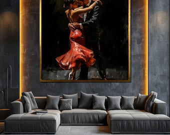 ダイナミックなタンゴカップルのキャンバス絵画 - ダンス愛好家や