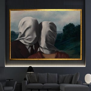 René Magritte The Lovers Canvas Painting - Surrealist Art Print - Classic Wall Decor - Famous Artist Gift