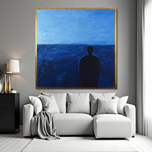 Mark Rothko Canvas Painting, Modern Abstract Wall Art, Blue Large Artwork for Living Room Decor, Contemporary Canvas Gift Idea