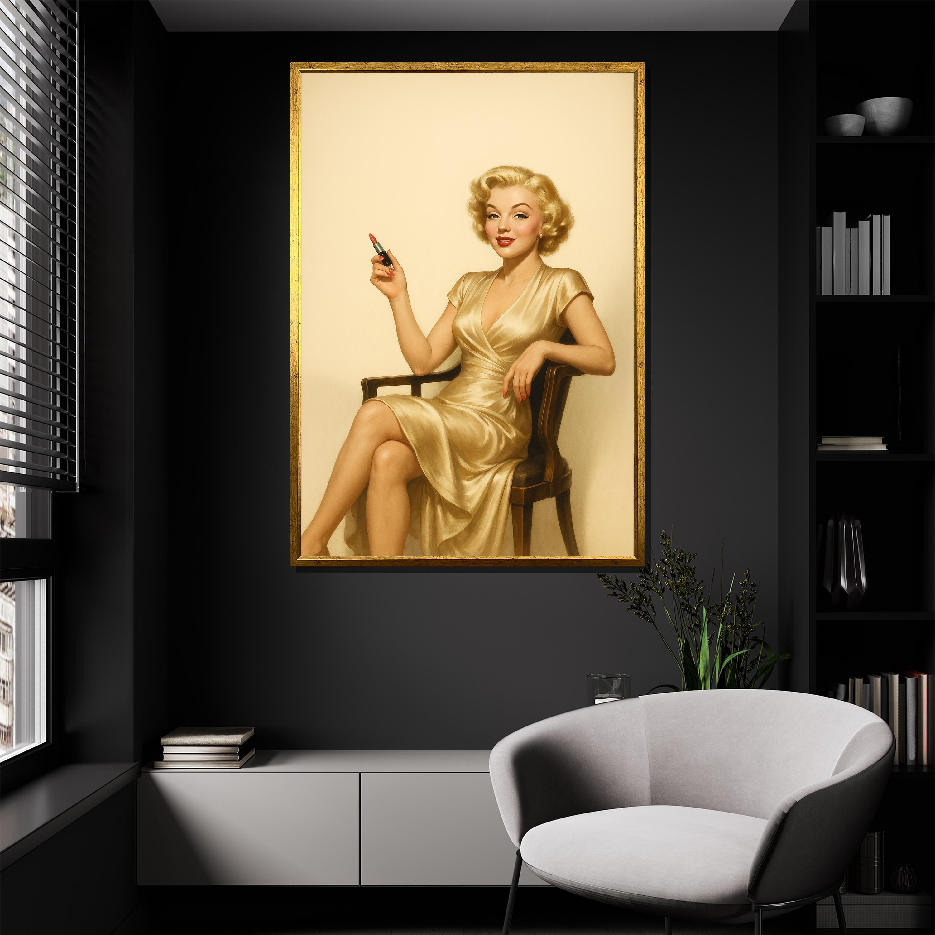 Marilyn Monroe Glamour Canvas Painting Vintage Hollywood Icon Wall Art ...