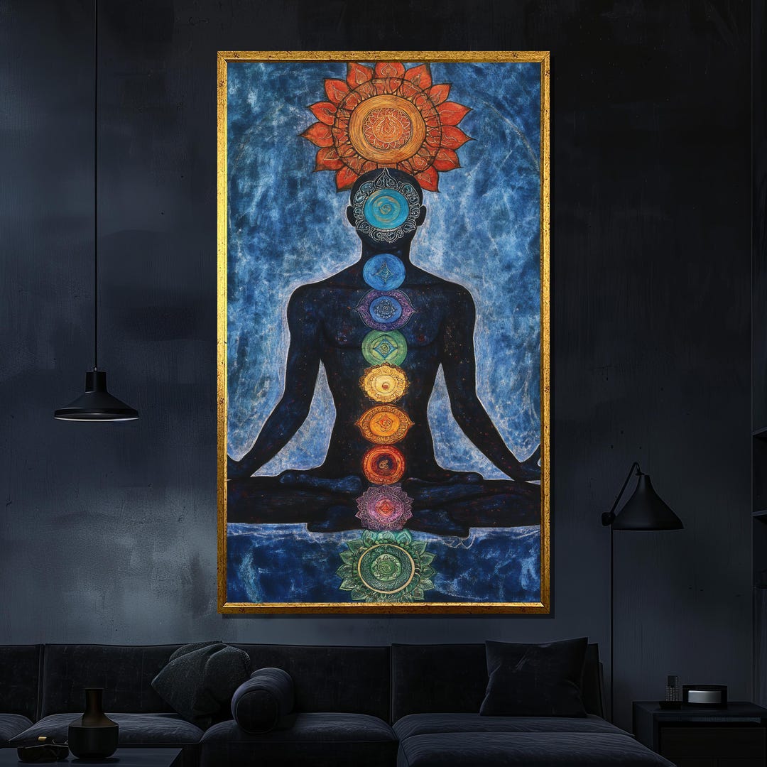 Chakra Energy Canvas Painting Vibrant Meditation Wall Art Spiritual ...