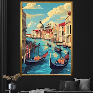 Venice Gondola Canal Canvas Painting - Italian Cityscape Wall Art for Living Room Decor, Travel-Inspired Gift
