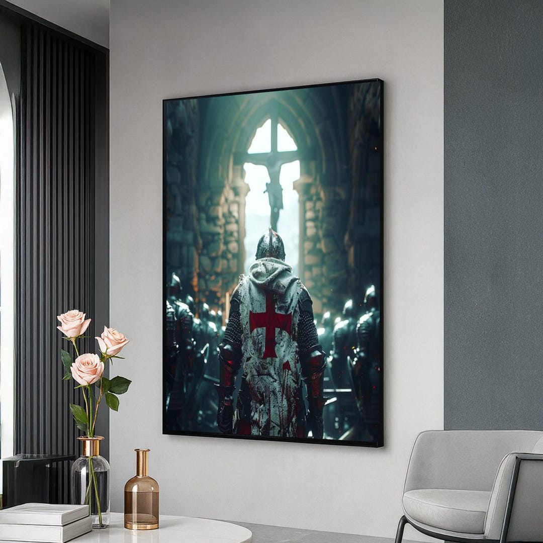 Medieval Knight Templar Canvas, Crusader Armor Wall Art, Historic ...