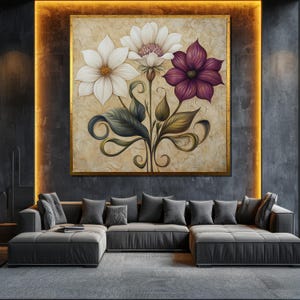 Elegant Floral Canvas Painting Vintage Style Wall Art for Living Room Nature Inspired Decor Gift