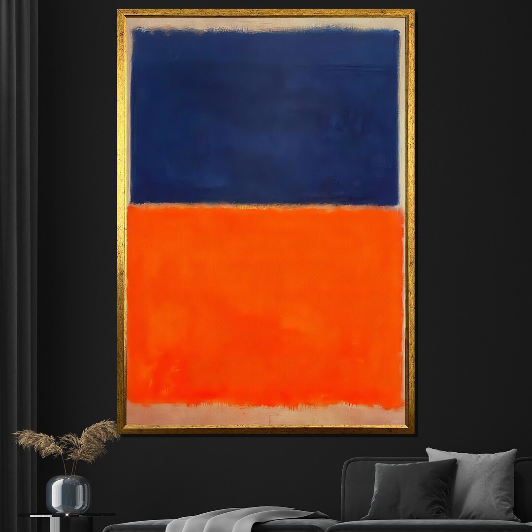 Mark Rothko , Canvas Painting - Blue and Orange Abstract Art With